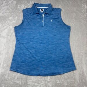 FJ FootJoy Women's Sleeveless Golf Polo Shirt‎ Blue Athletic Top XL Athletic